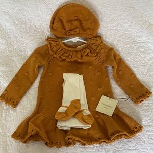 Cynthia Rowley sweater dress with matching hat and tights. Size 6-9 month